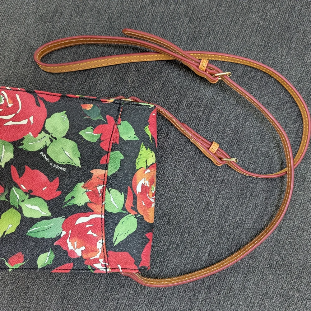 Dooney & Bourke Floral Crossbody Bag - Black, Red, and Orange - Picture 2 of 3